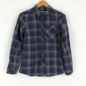 Columbia Women's Size Small Purple Grey Plaid Button Front Long Sleeve Shirt